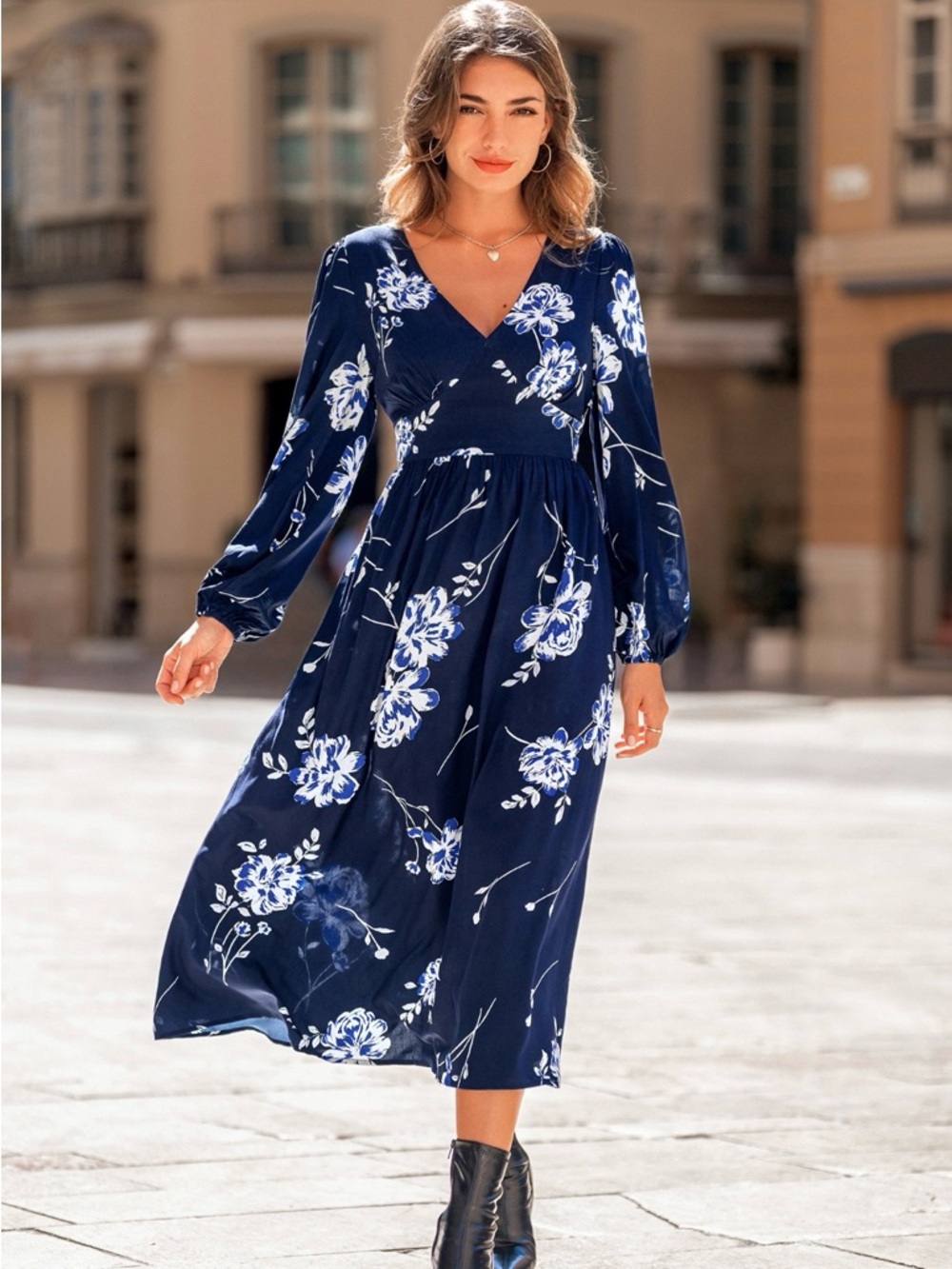 CUPSHE Nightshade Floral Midi Dress